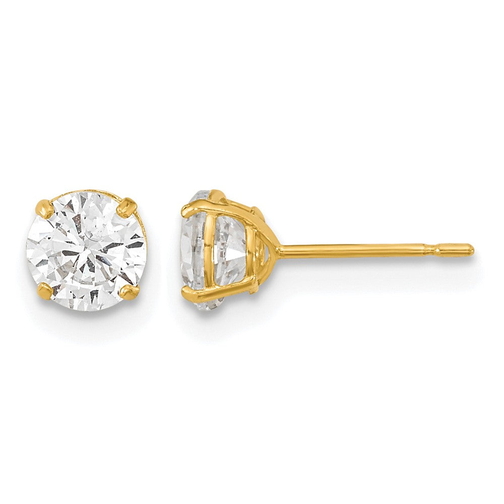 14k Madi K 5mm Round CZ Basket Set Stud Earrings