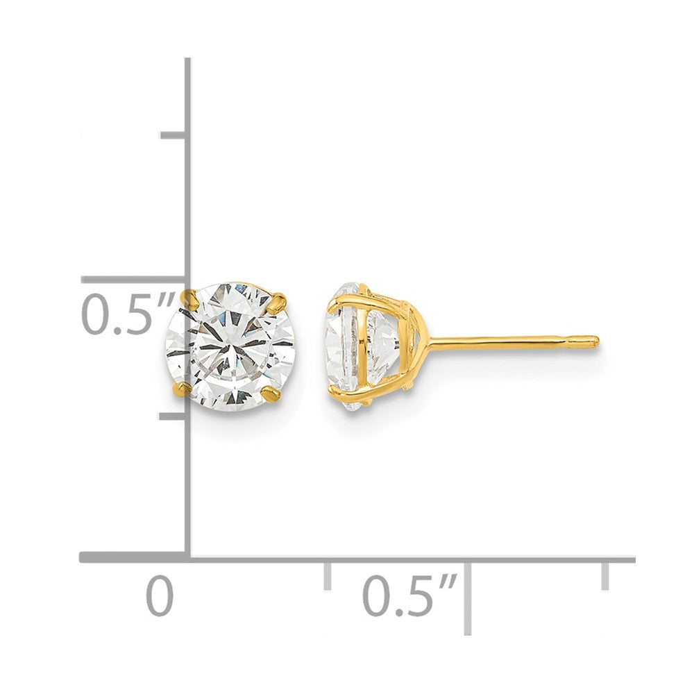 14k Madi K 6mm Round CZ Basket Set Stud Earrings