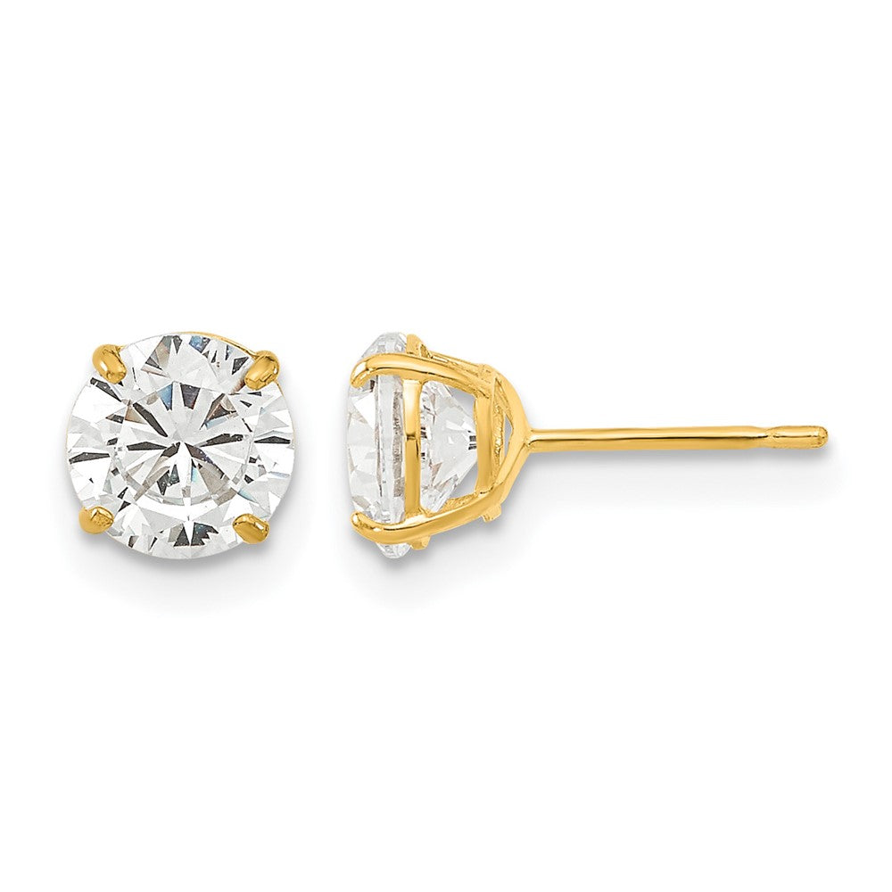 14k Madi K 6mm Round CZ Basket Set Stud Earrings