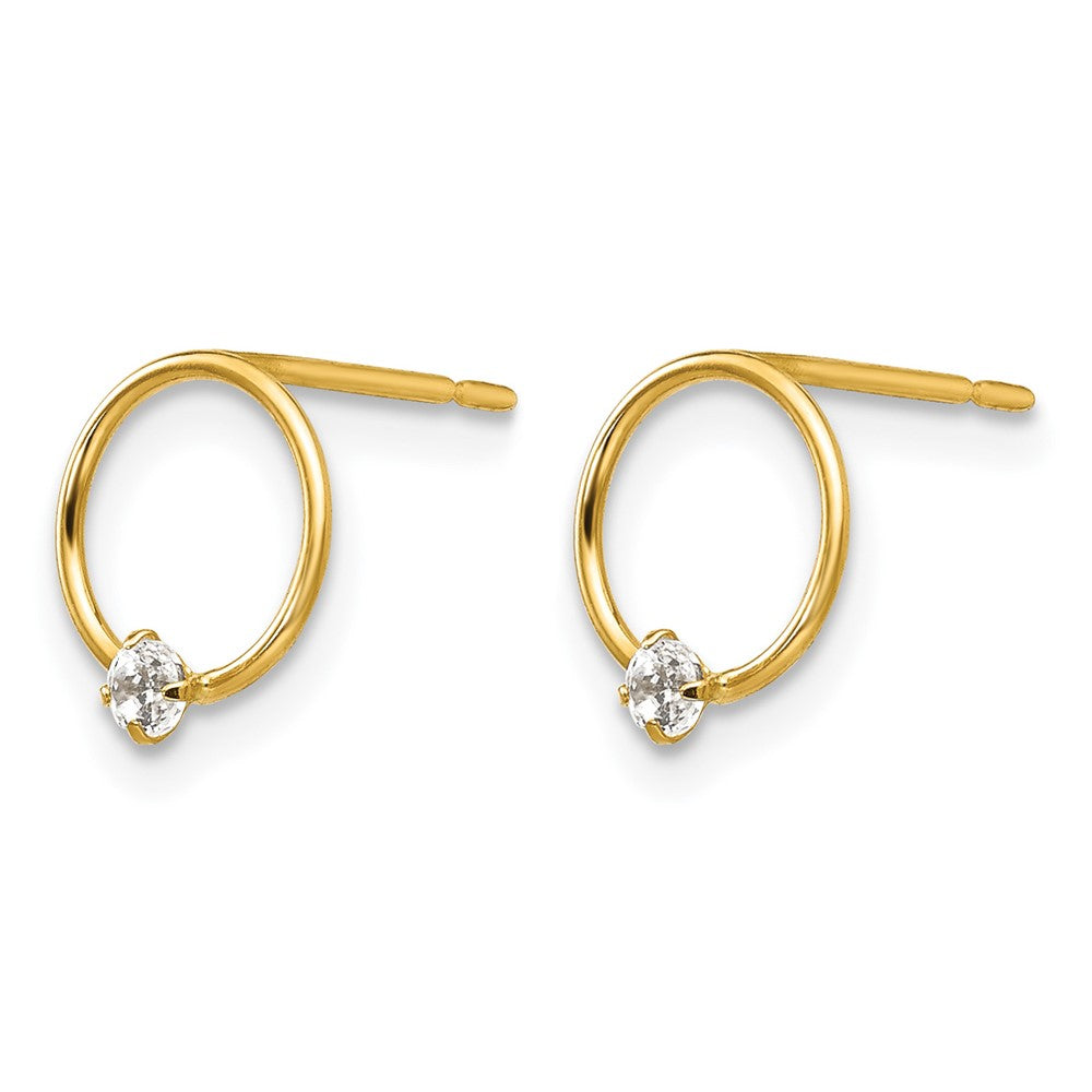 14k Madi K CZ Children's Circle Post Earrings