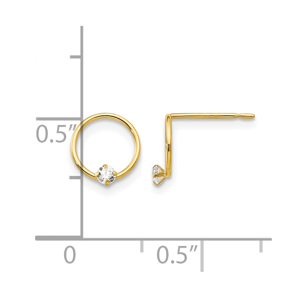 14k Madi K CZ Children's Circle Post Earrings