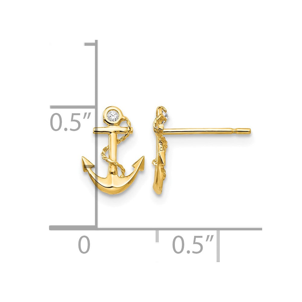 14k Madi K CZ Children's Anchor Post Earrings