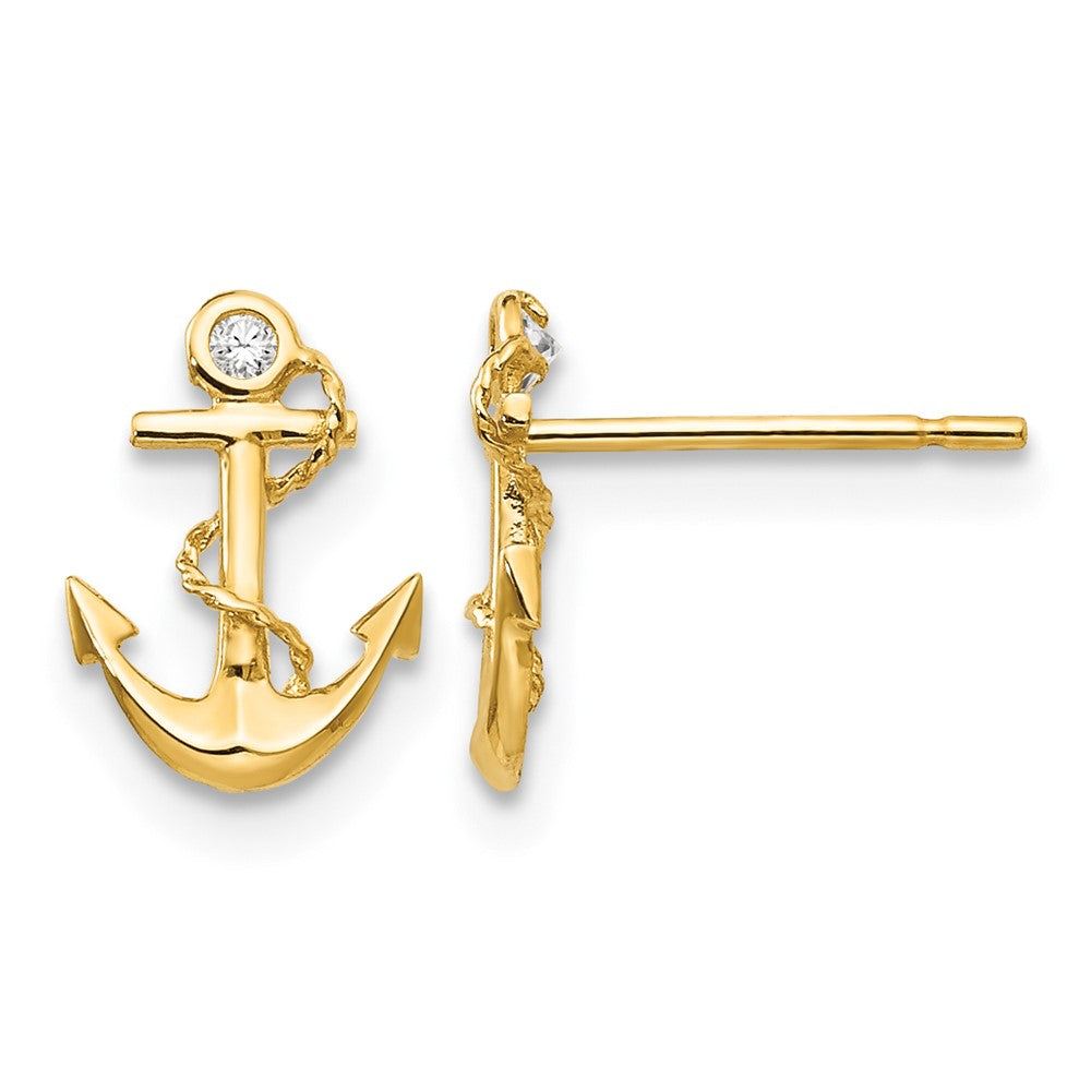 14k Madi K CZ Children's Anchor Post Earrings