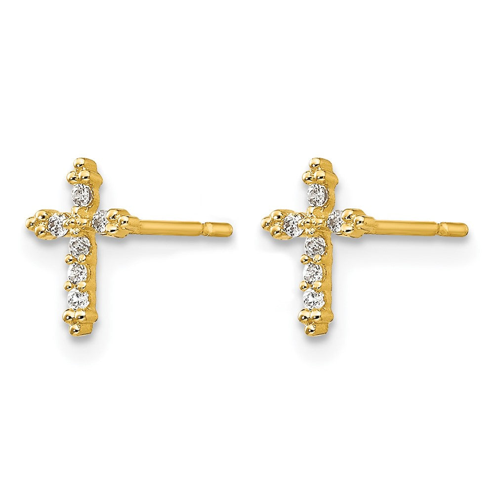 14k Madi K CZ Children's Cross Post Earrings