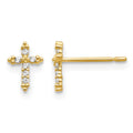 14k Madi K CZ Children's Cross Post Earrings