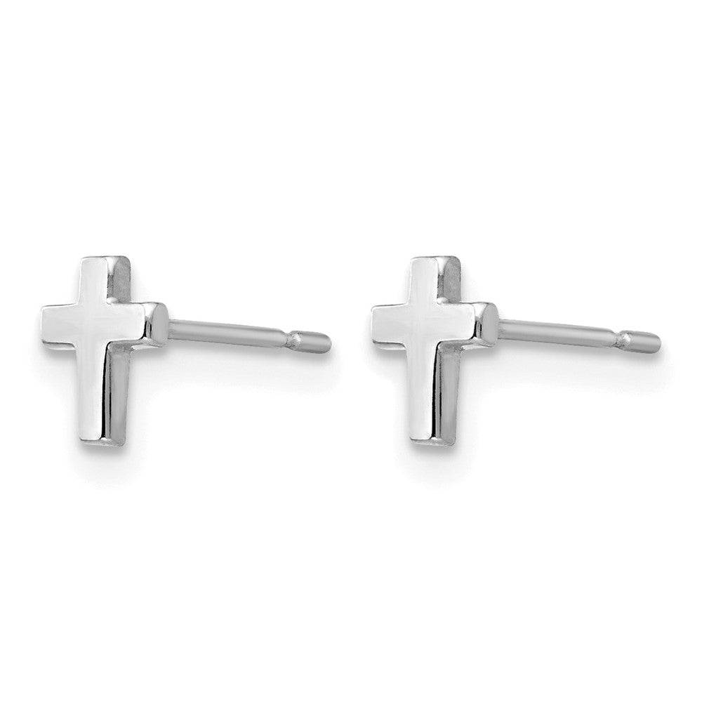 14k White Gold Madi K Children's Cross Post Earrings