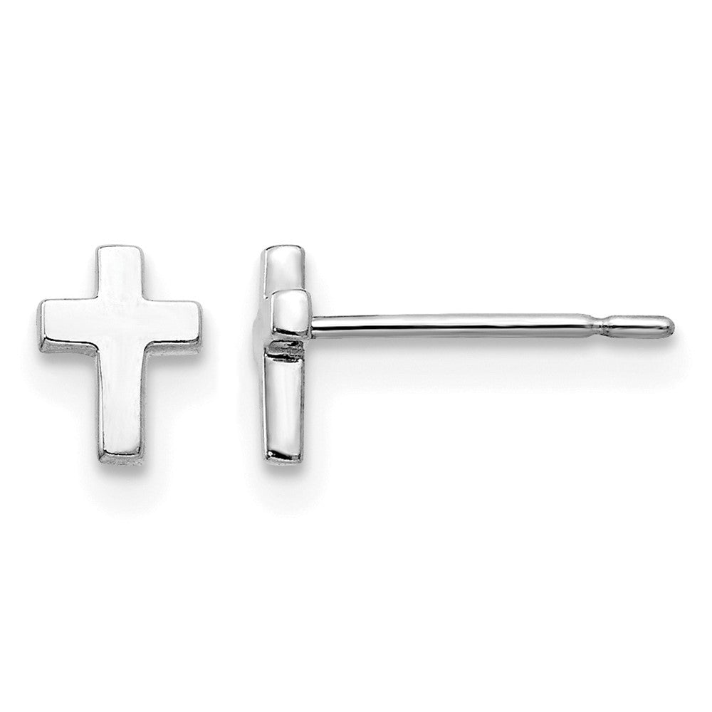 14k White Gold Madi K Children's Cross Post Earrings