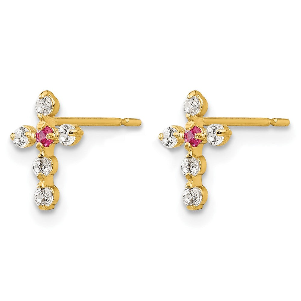 14k Madi K CZ Children's Cross Post Earrings