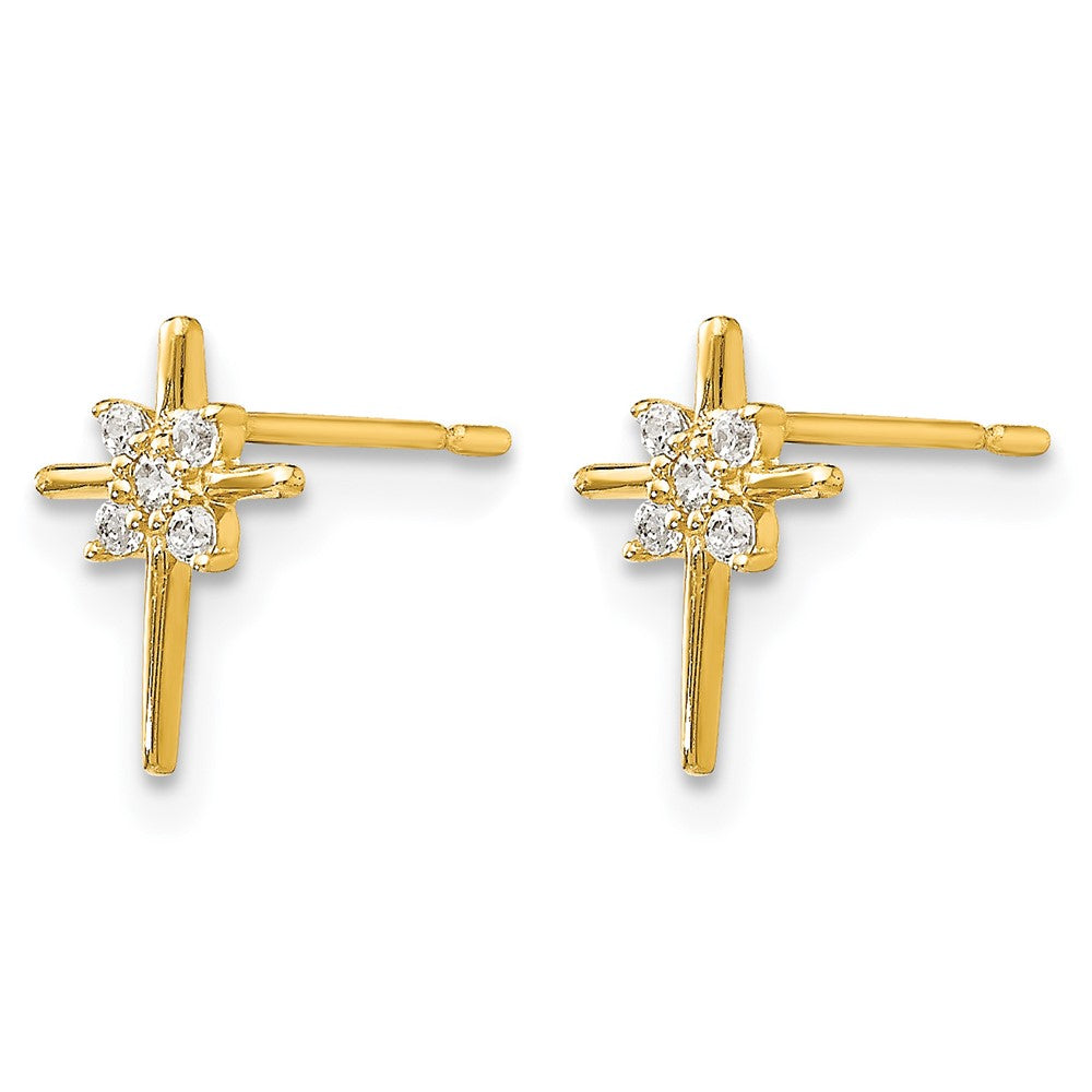 14k Madi K CZ Children's Cross Post Earrings