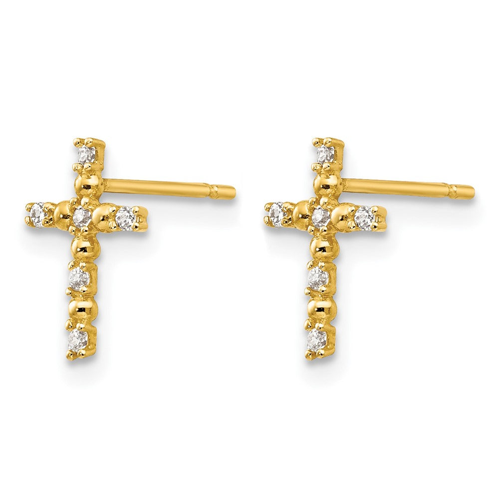 14k Madi K CZ Children's Cross Post Earrings