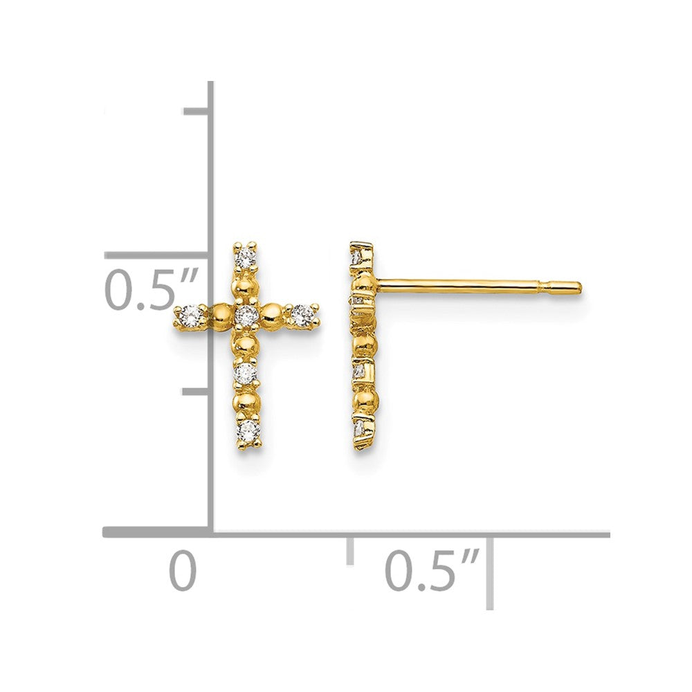 14k Madi K CZ Children's Cross Post Earrings