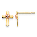 14k Yellow & Rose Gold Madi K Children's Cross Heart Post Earrings