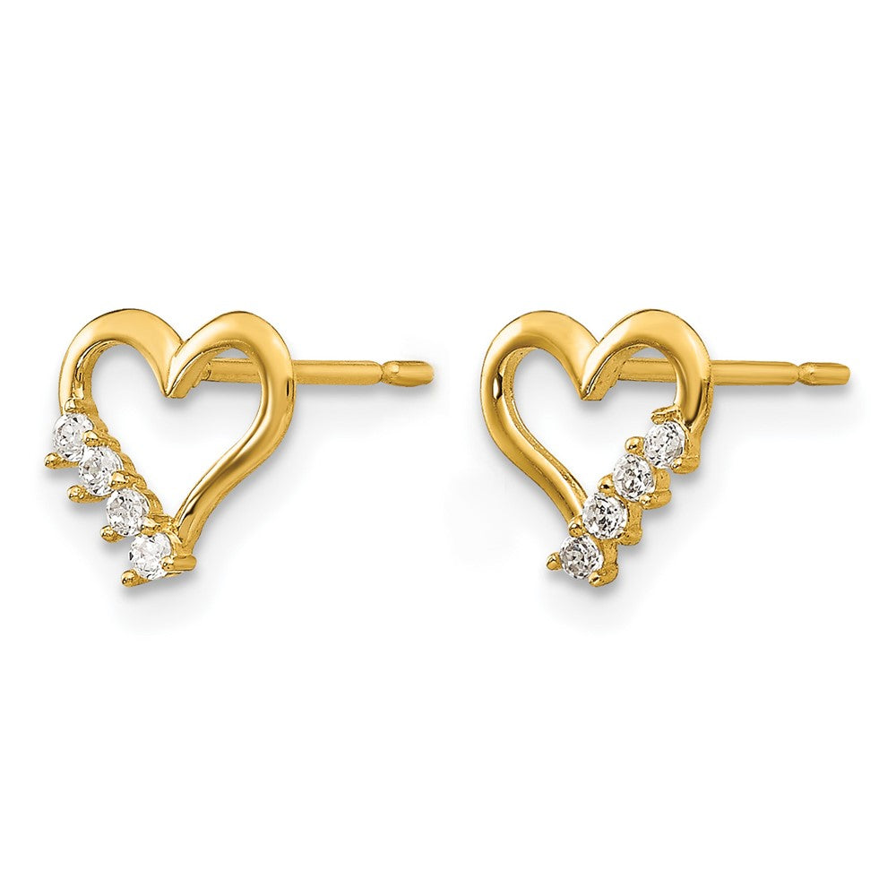 14k Madi K CZ Children's Heart Post Earrings