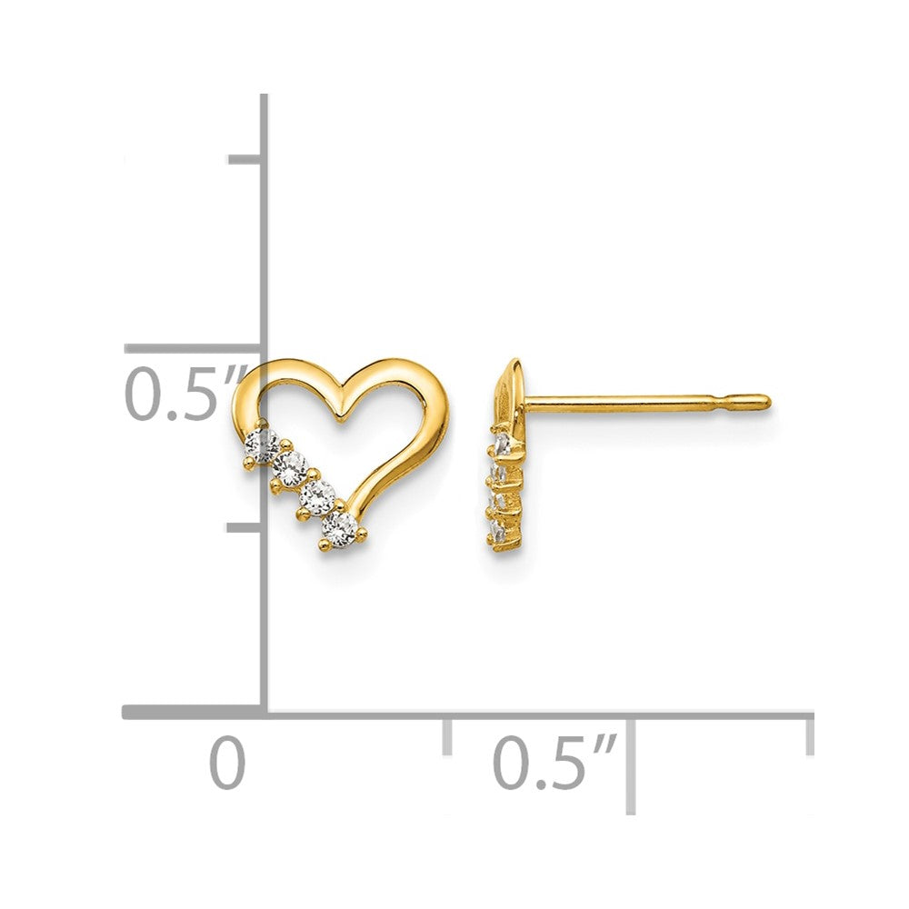 14k Madi K CZ Children's Heart Post Earrings