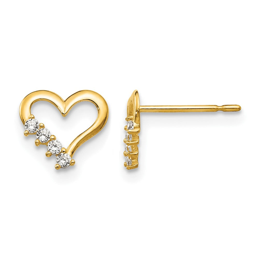 14k Madi K CZ Children's Heart Post Earrings