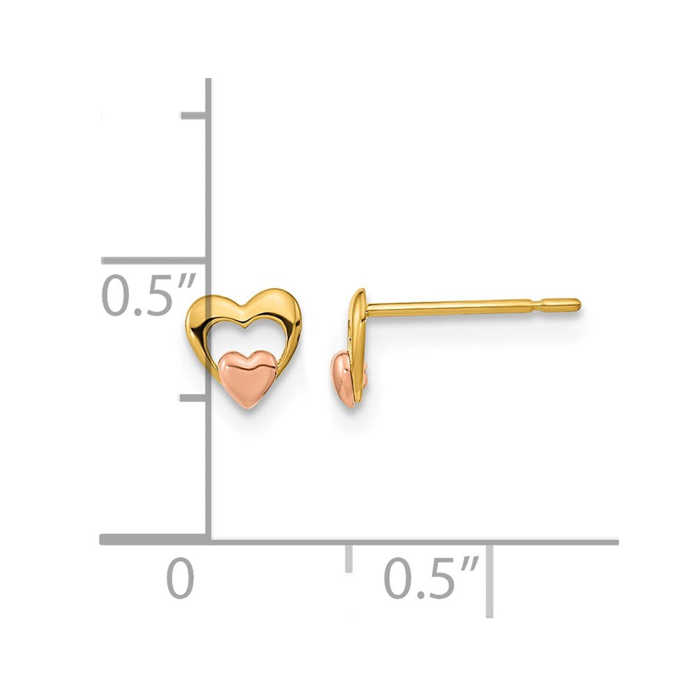 14k Yellow & Rose Gold Madi K Children's Heart Post Earrings