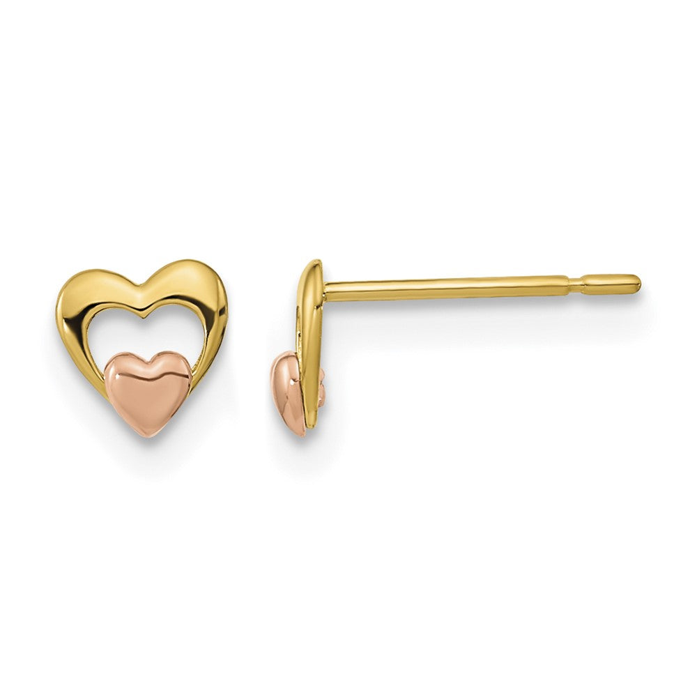 14k Yellow & Rose Gold Madi K Children's Heart Post Earrings