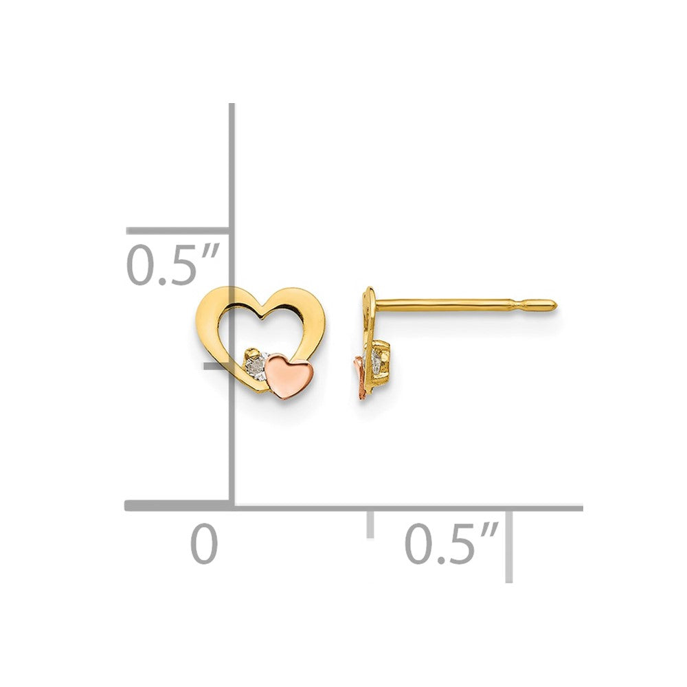 14k Yellow & Rose Gold Madi K CZ Children's Heart Post Earrings