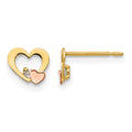 14k Yellow & Rose Gold Madi K CZ Children's Heart Post Earrings