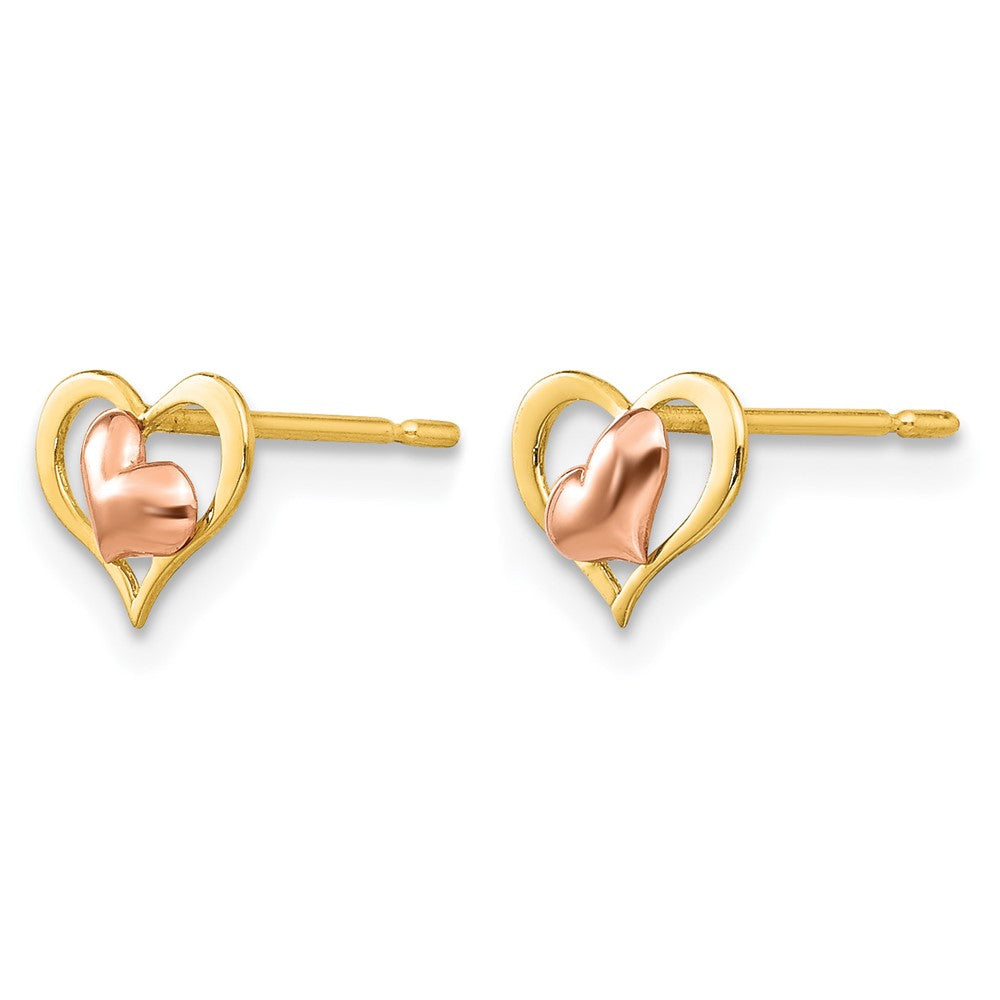 14k Yellow & Rose Gold Madi K Children's Heart Post Earrings