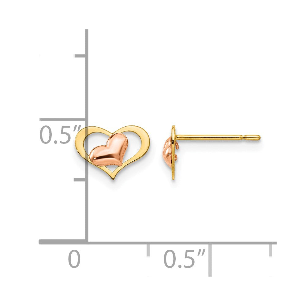 14k Yellow & Rose Gold Madi K Children's Heart Post Earrings