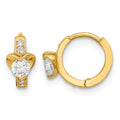 14k Madi K CZ Children's Heart Hinged Hoop Earrings