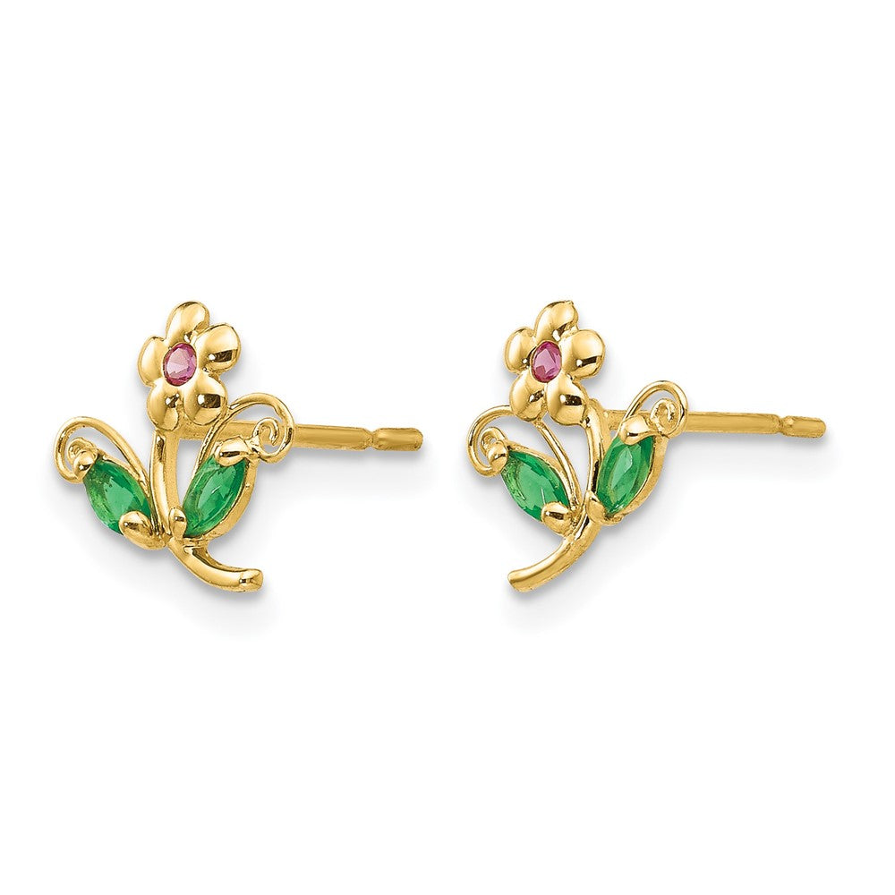 14k Madi K CZ Children's Flower Post Earrings