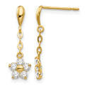 14k Madi K CZ Children's Flower Dangle Post Earrings