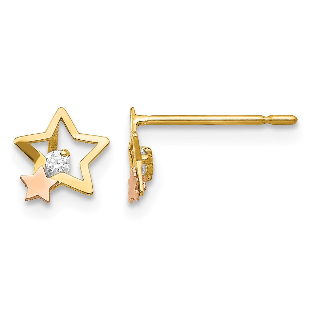 14k Yellow & Rose Gold Madi K CZ Children's Star Post Earrings