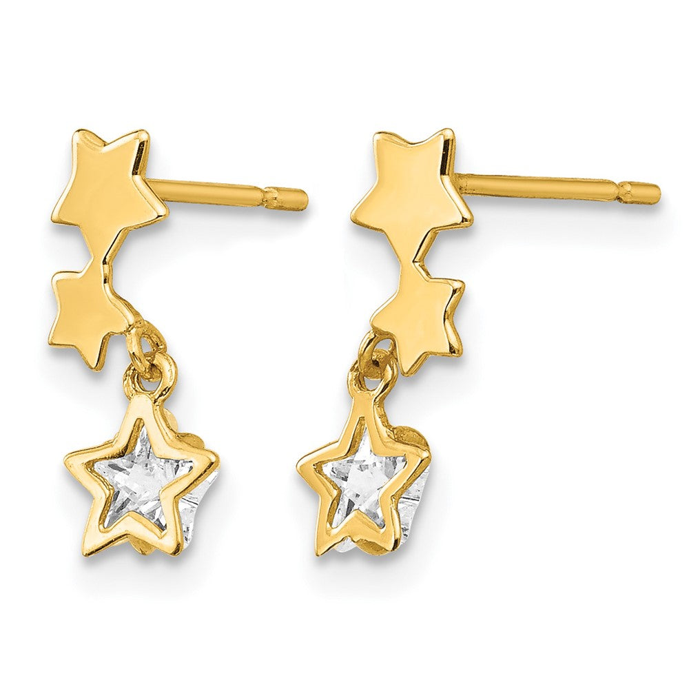 14k Madi K CZ Children's Star Dangle Post Earrings