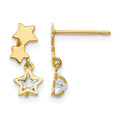 14k Madi K CZ Children's Star Dangle Post Earrings