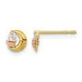 14k Yellow & Rose Gold Madi K CZ Moon and Star Post Earrings