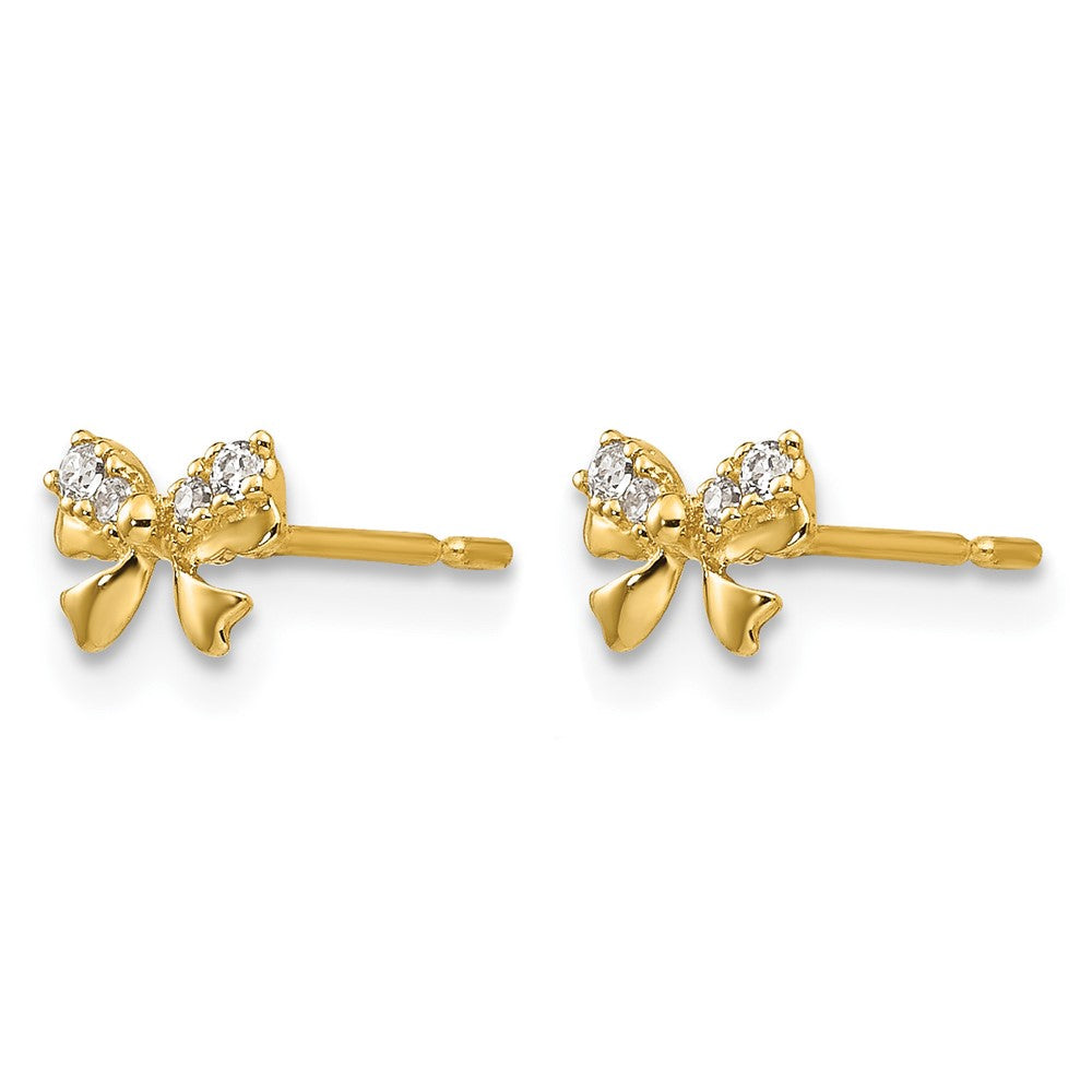 14k Madi K CZ Children's Bow Post Earrings