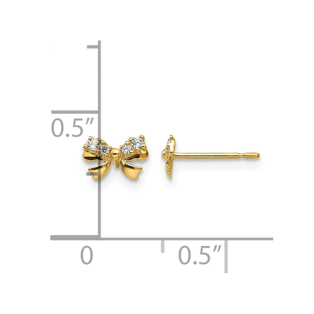 14k Madi K CZ Children's Bow Post Earrings