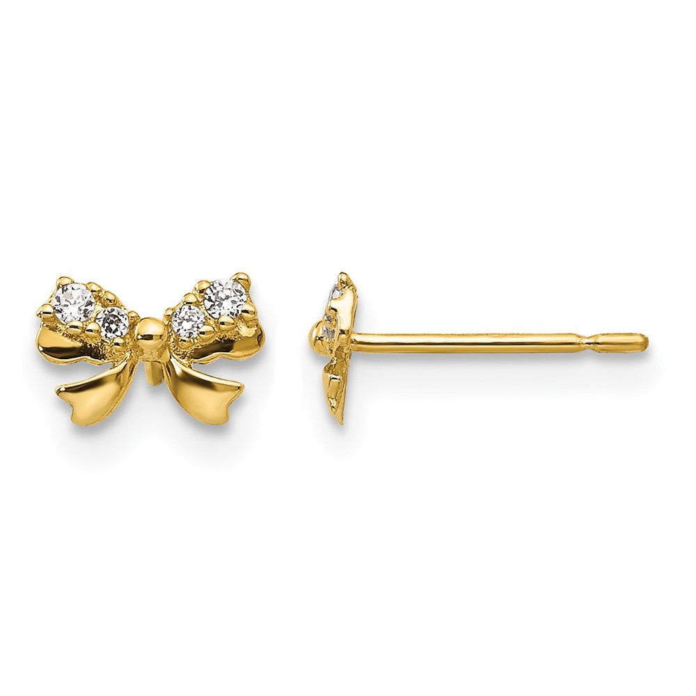 14k Madi K CZ Children's Bow Post Earrings