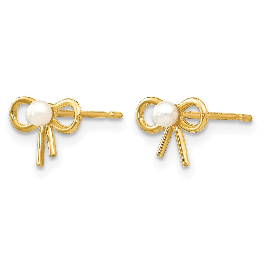 14k Madi K FW Cultured Pearl Children's Bow Post Earrings