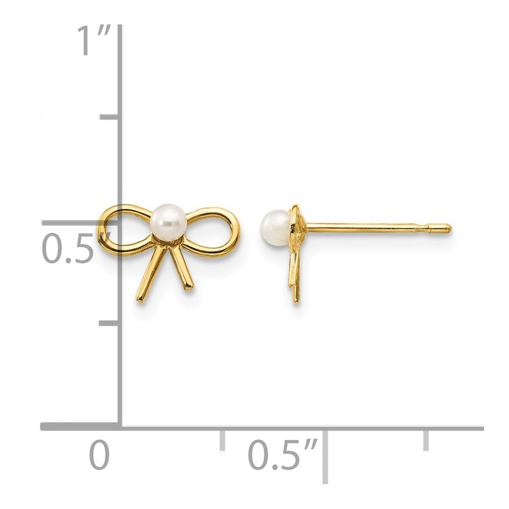 14k Madi K FW Cultured Pearl Children's Bow Post Earrings