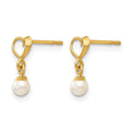14k Madi K FW Cultured Pearl Heart Dangle Post Earrings