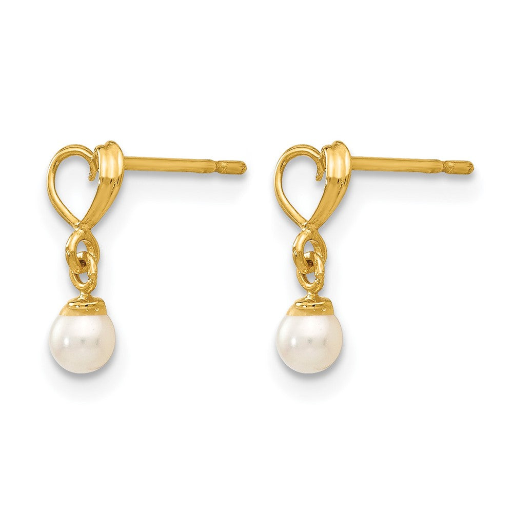 14k Madi K FW Cultured Pearl Heart Dangle Post Earrings
