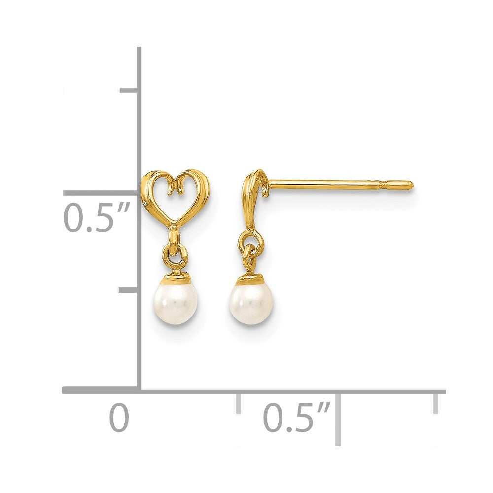 14k Madi K FW Cultured Pearl Heart Dangle Post Earrings