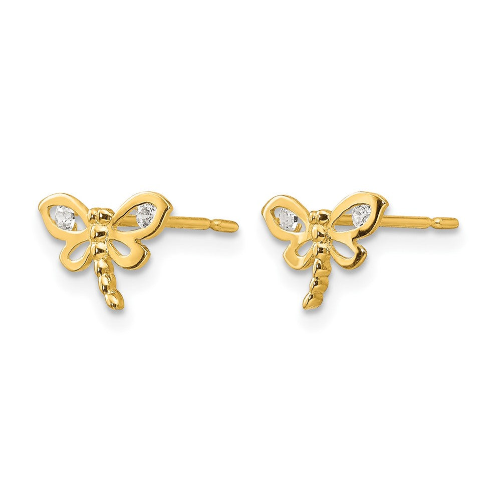 14k Madi K CZ Children's Dragonfly Post Earrings