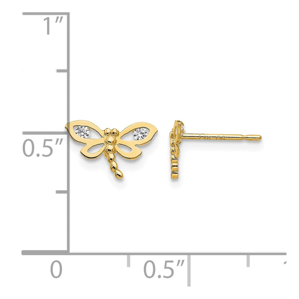 14k Madi K CZ Children's Dragonfly Post Earrings