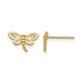 14k Madi K CZ Children's Dragonfly Post Earrings