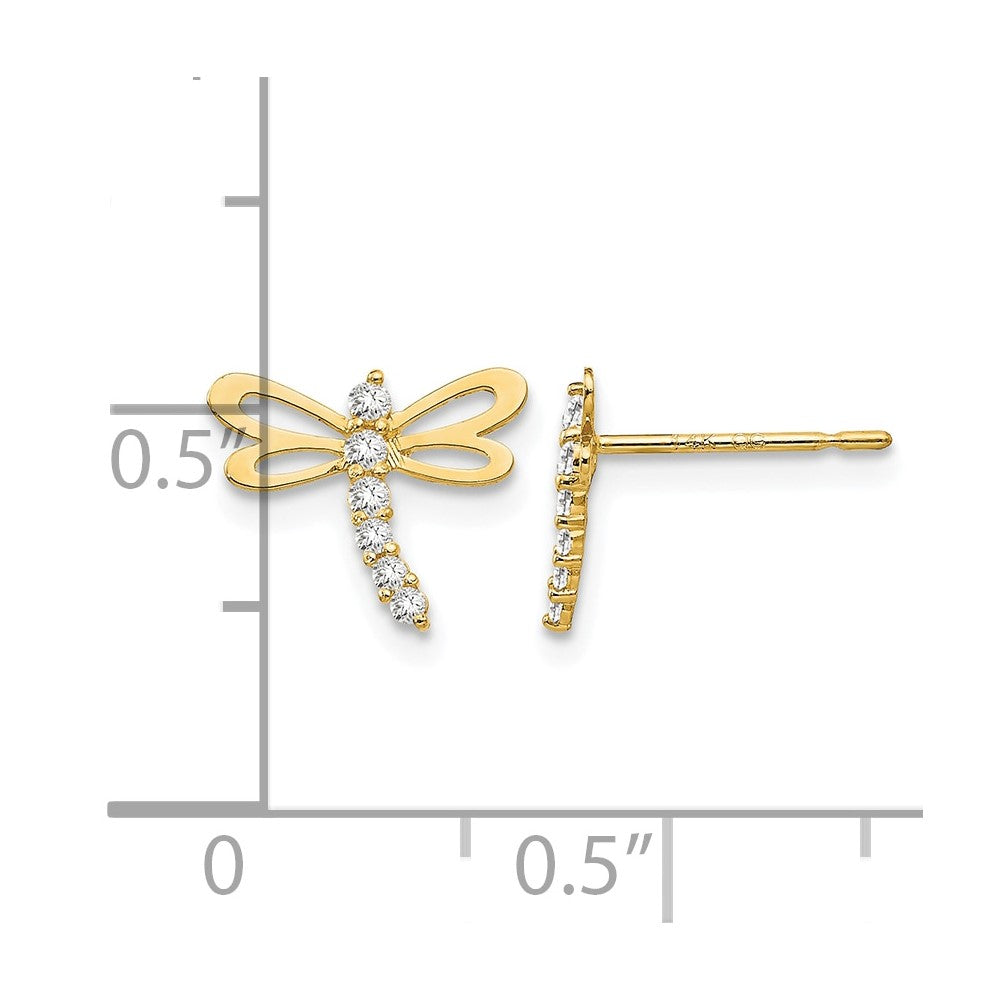 14k Madi K CZ Children's Dragonfly Post Earrings