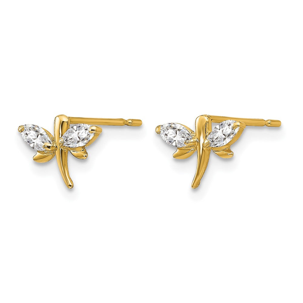 14k Madi K CZ Children's Dragonfly Post Earrings