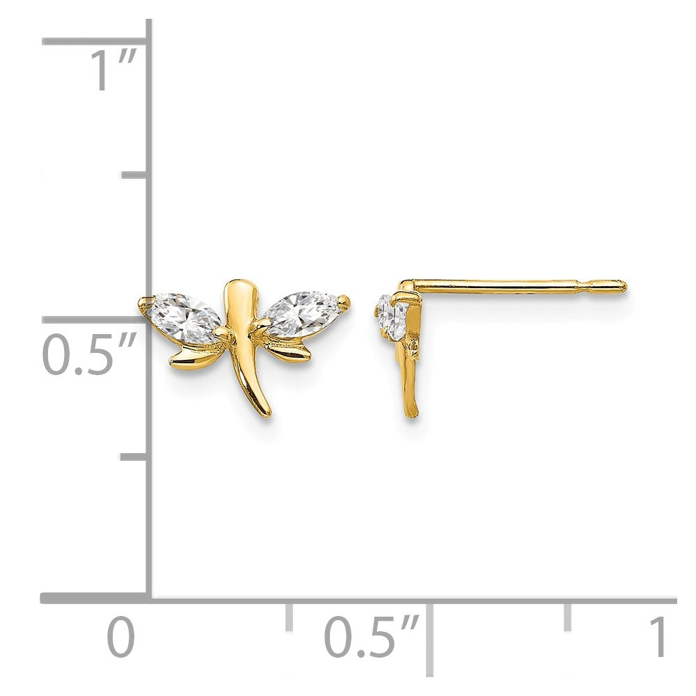 14k Madi K CZ Children's Dragonfly Post Earrings