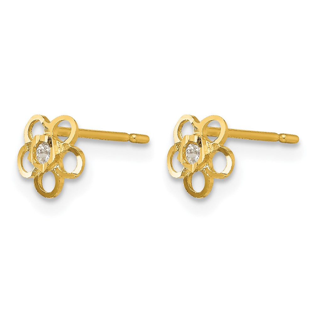 14k Madi K CZ D/C Children's Flower Post Earrings