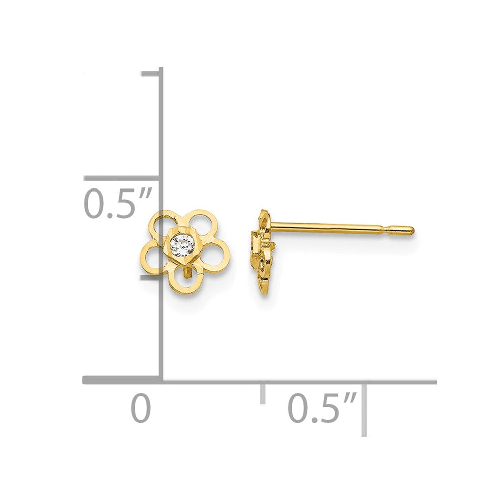 14k Madi K CZ D/C Children's Flower Post Earrings