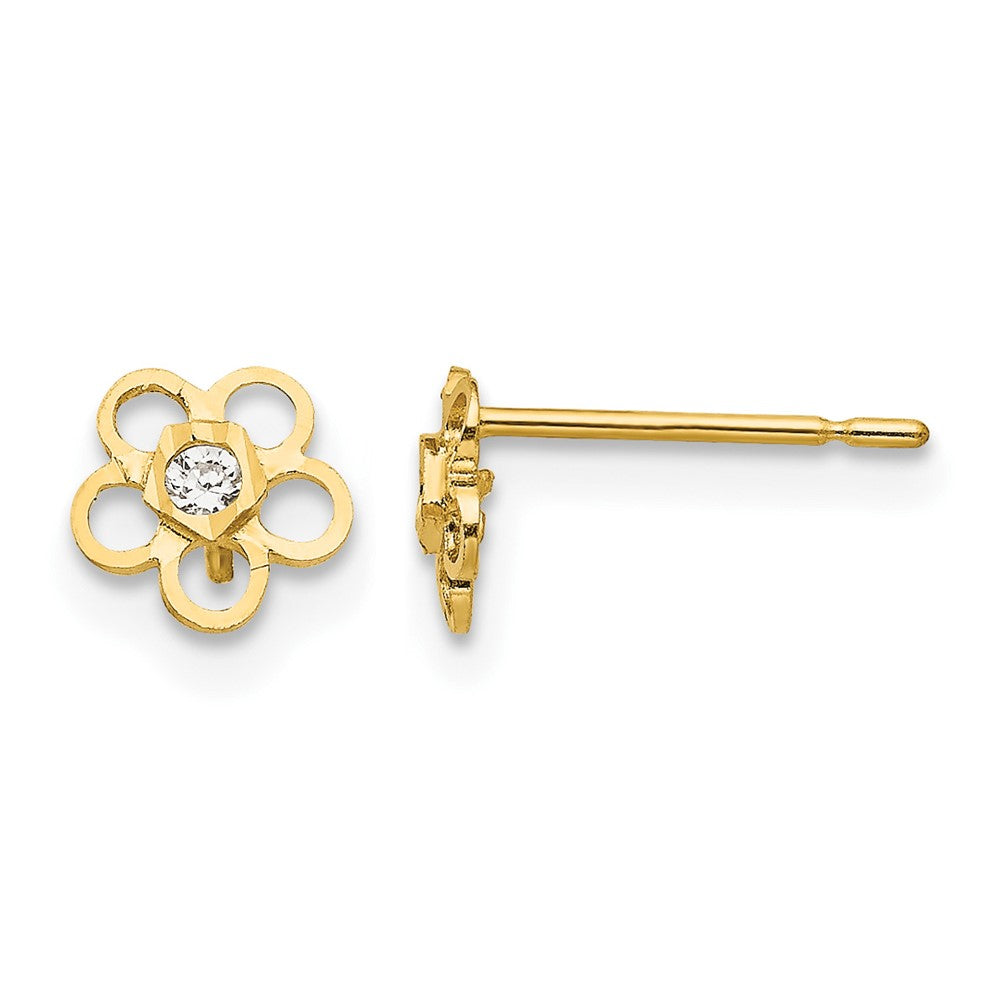 14k Madi K CZ D/C Children's Flower Post Earrings