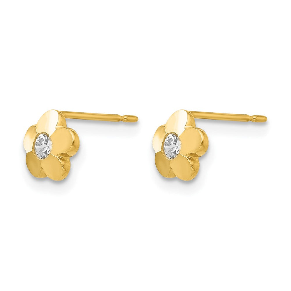 14k Madi K CZ D/C Children's Flower Post Earrings